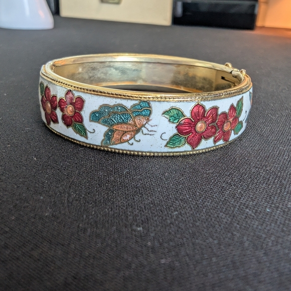 Vintage Cloisonne Hinged Bangle - Picture 12 of 14
